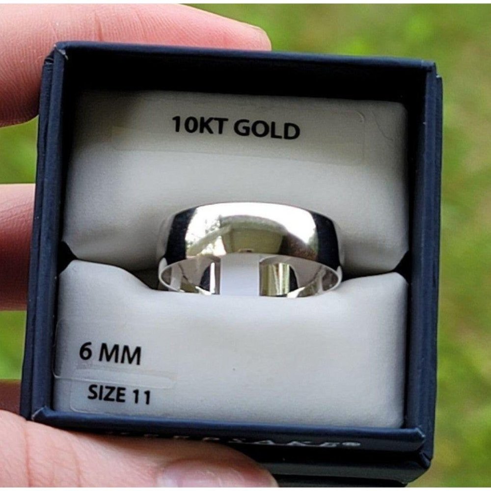 Solid 10K White Gold Band